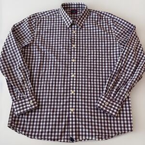 UNTUCKit Shirt Purple White Reg Fit Gingham Check Plaid Button Up Cotton XL